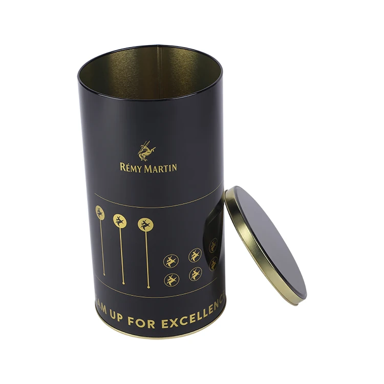 Factory Custom Black Medium Small Large Caviar Food Packaging Tin box Round Tin Can