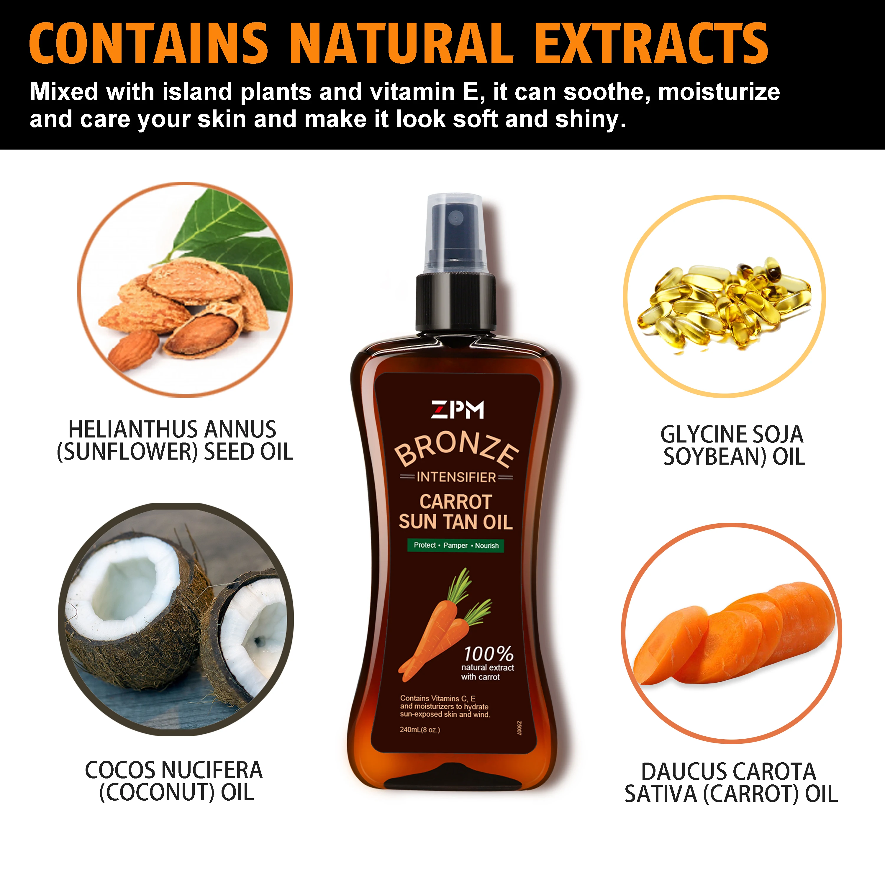 Собственная марка 100% натуральное быстросохнущее масло для загара на открытом воздухе