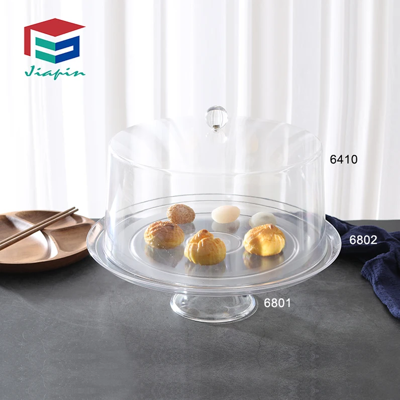 Clear Plastic Food Tray with Cover with Knob Cake Cover 12 inch Round Dome Cake Tray with Cover