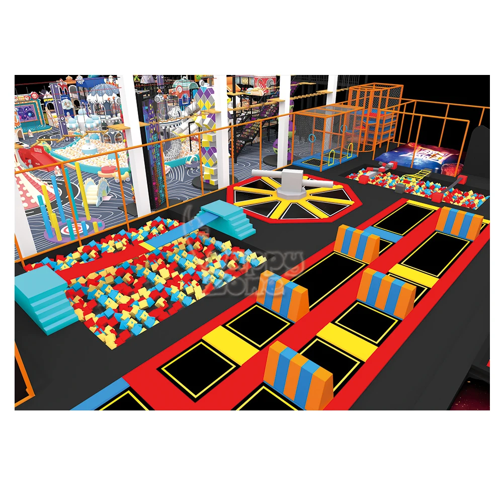 Commercial Playground Indoor Amusement Park Trampoline Park Indoor Naughty Castle with Ninja Obstacle Course Rock Climbing wall