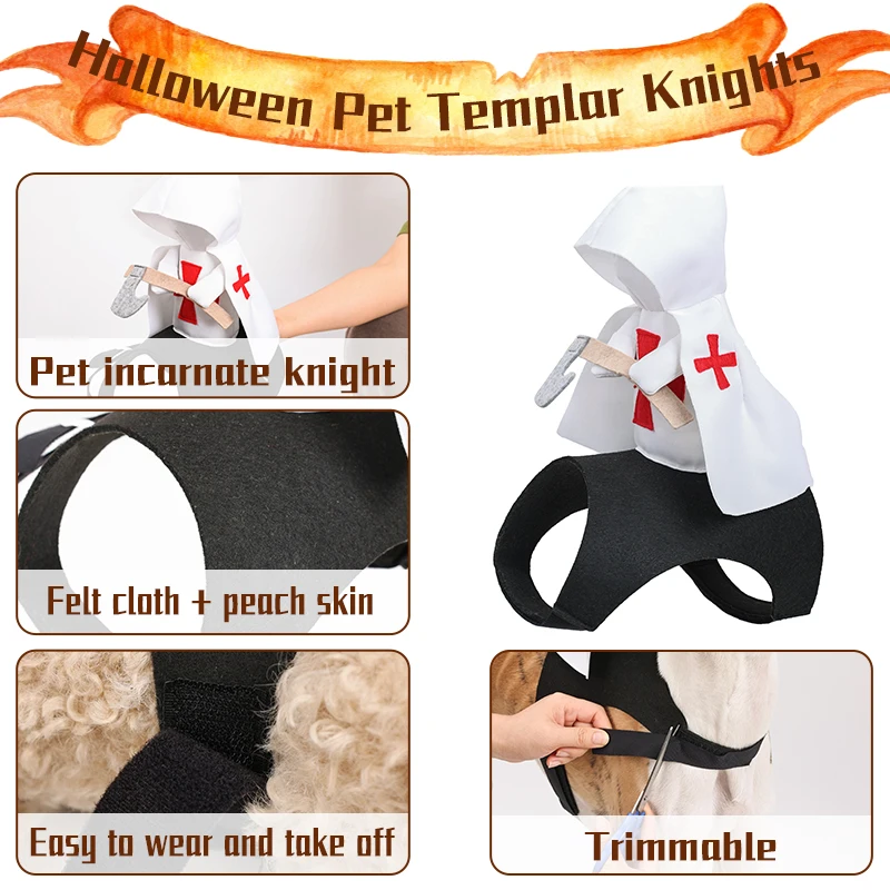 Halloween Pet Rider Knight Tunic Cosplay Outfit Funny Dog Halloween Knight Rider Vest