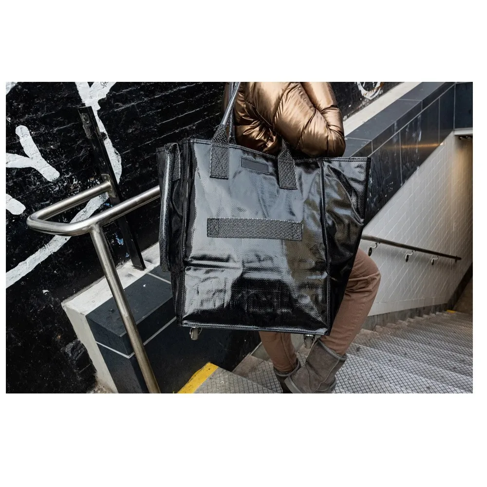 Multifunction Shopping Bag with Wheels Geometric Grocery Bag Wheels Shopping Trolley Foldable Rolling Tote