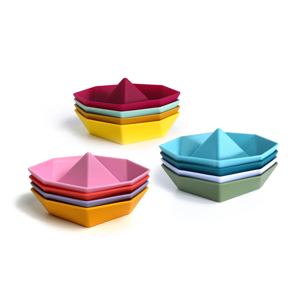 New Style Toy Hot Sell Online Silicone 4pc Bathing Toys Cute Boat Floating Silicone Bath Toys