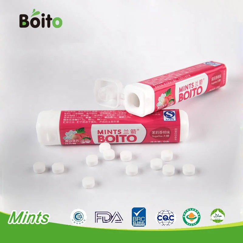 New arrival jasmine peach flavor ball hard candy chinese white chrysanthemum tablet candy