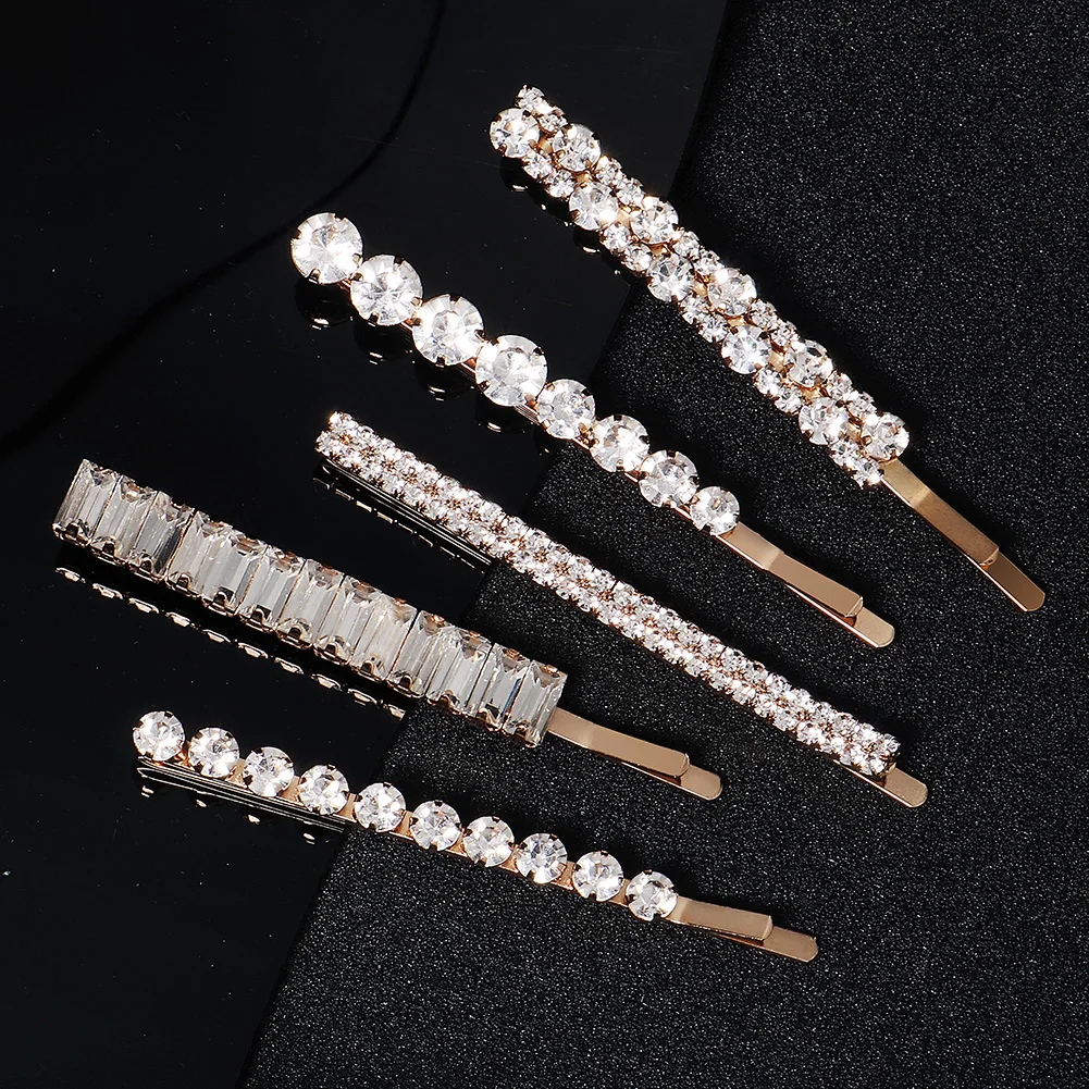 2021 High Quality Luxury Sweet Trending Custom Alloy Metal Chain Gold 5 Pcs Hair Clip Set For Women Headwear Gift