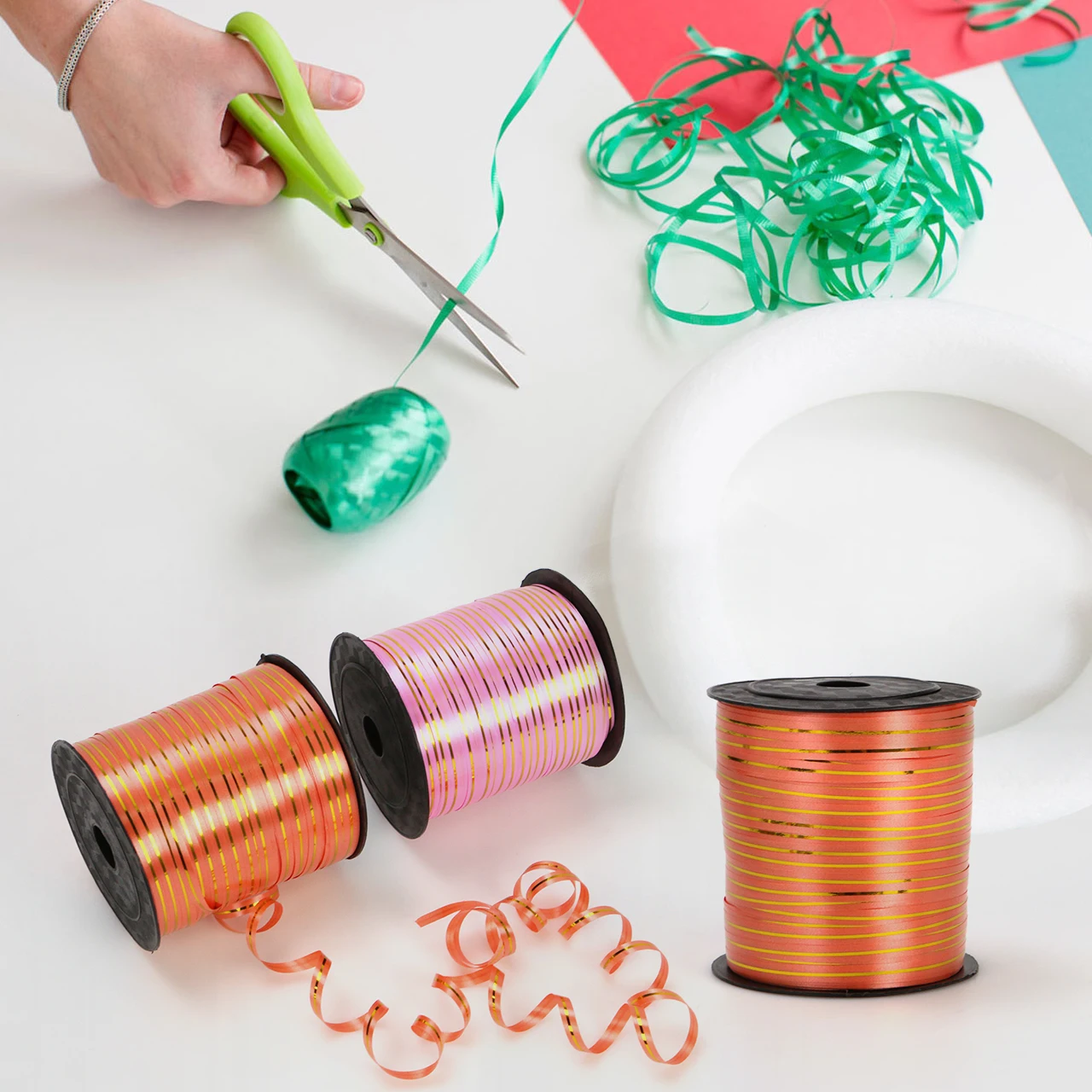 hor sale balloon curling ribbon gold thread gift packing ribbon PP plastic curling ribbon