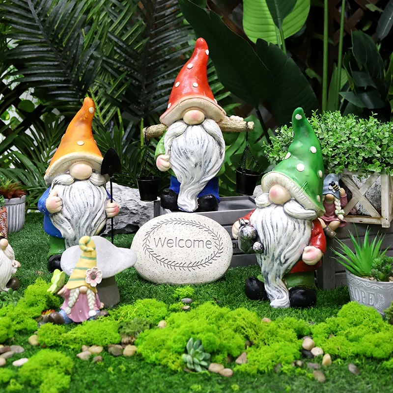 Redeco Wholesale Garden Gnome Oem Resin Crafts Cute American Gnome Magnesium Oxide Crafts For Gifts Home Garden Decor