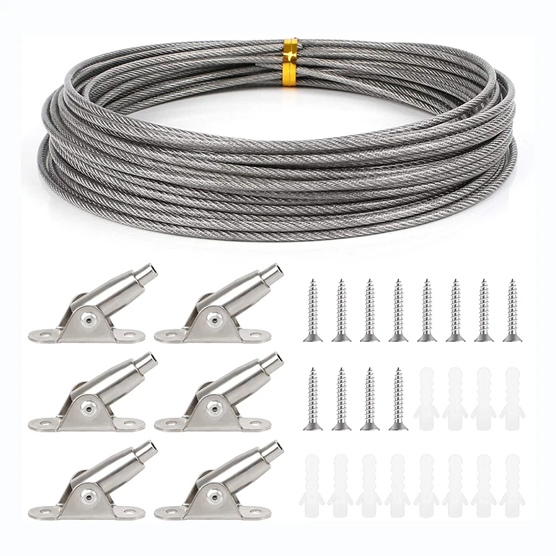 Ceiling Mount Picture Hanging System Adjustable Hooks and Galvanized Steel Wire Rope for Frame Picture Photo Mirror Hanging