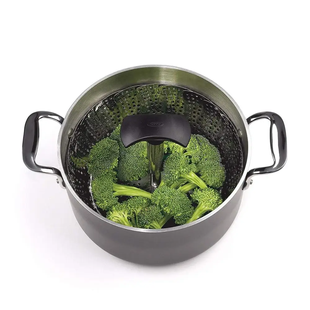 Wholesale high quality retractable handle stainless steel food steamer