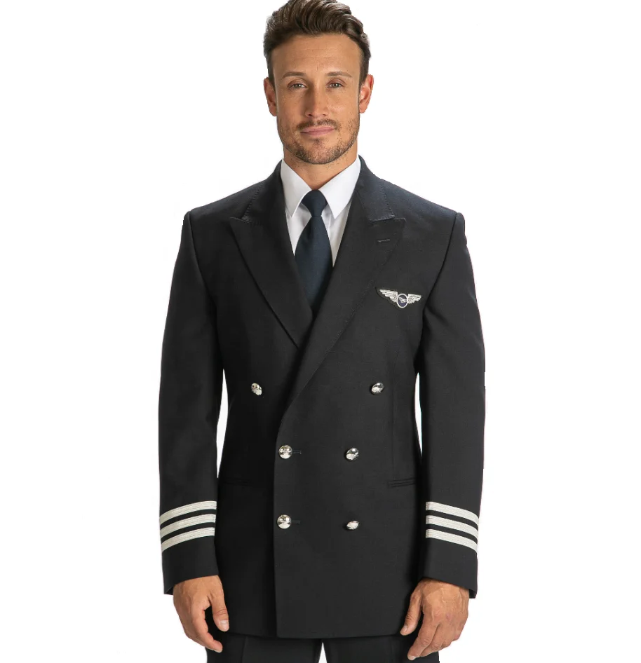 2021 classical design custom double breasted man black flight suit uniform pilot jacket