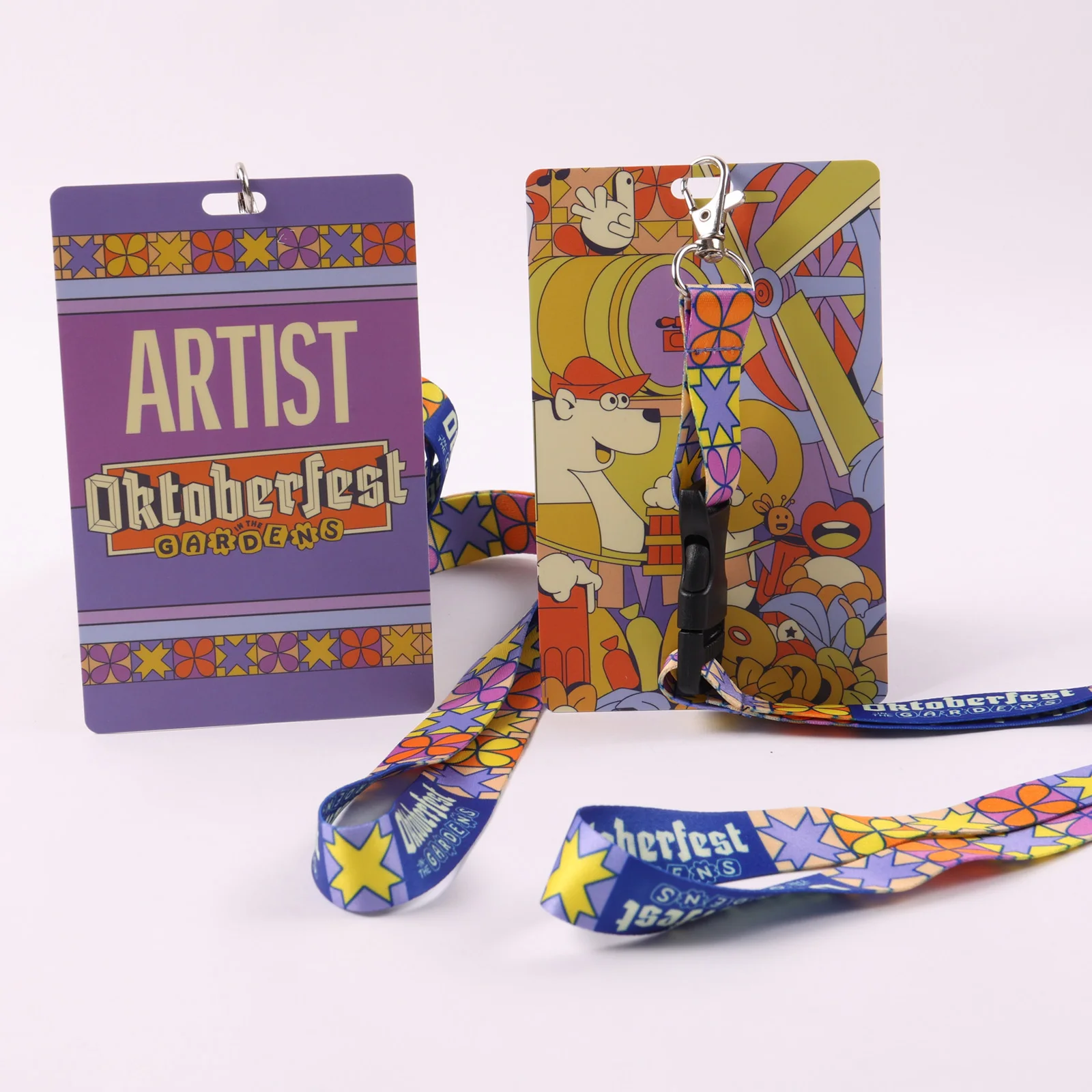Custom Colorful Printing Hard Plastic ID Card Holder Lanyard Neck Strap Lanyard With Breakaway Buckle