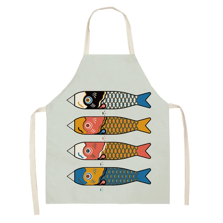 
Foreign Trade Marine Animal Series Multifunctional Cotton And Linen Kitchen Apron 