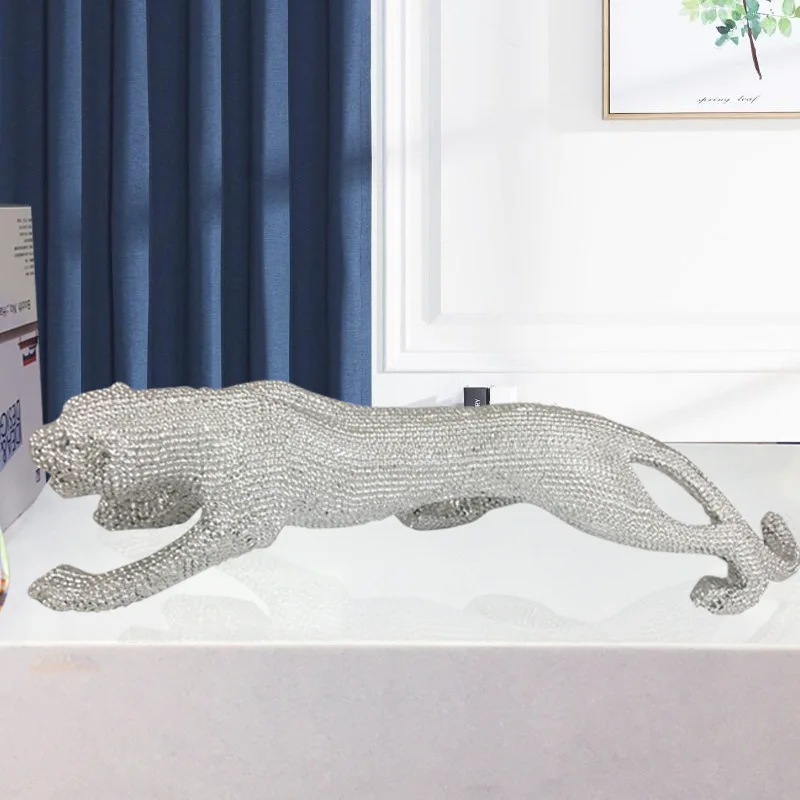 factory outlet  resin crafts diamond statue fiberglass home sculpture figurine resin gold leopard