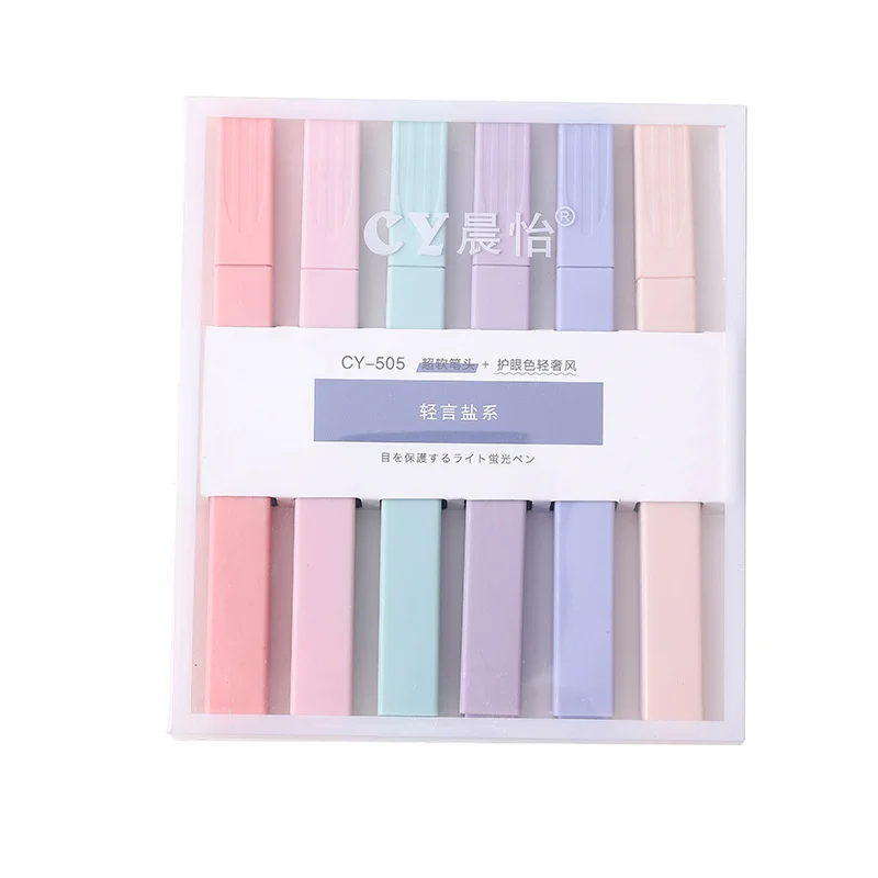 Stationery items Morandi color 6-pack highlighter pen set watercolor pen art markers for painting drawing