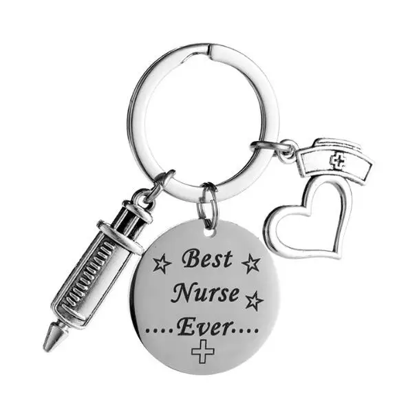 Factory Price EMT Nurse and Doctor Cylinder Needle and Stethoscope Medical Metal Keychain