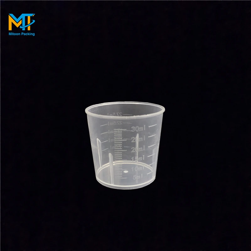 30ml 1oz clear plastic pp test measure cup,high quality pp thickened mini measuring cup Oral liquid measuring cup
