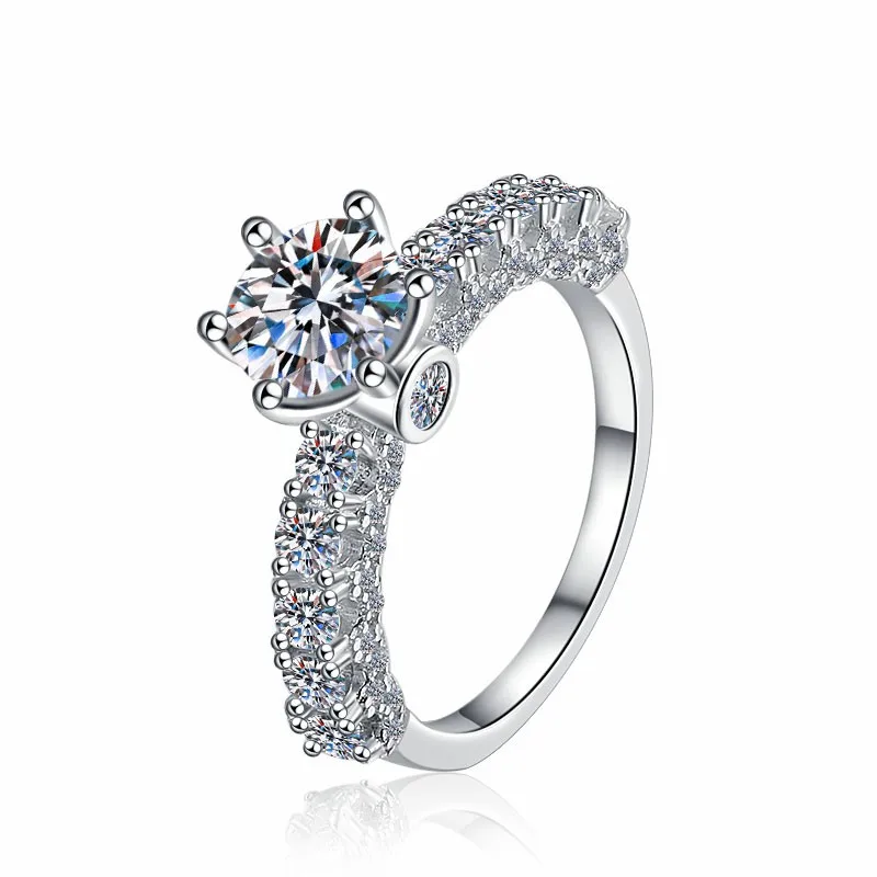 Fine Jewel New Premium Designer S925 sterling Silver Premium VVs1 Round Diamond Moissanite ring for woman Wedding Engagement