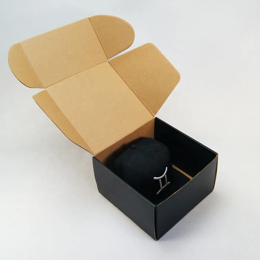 Custom Logo Printed Kraft Mailing White Aircraft Collapsible Corrugated Black Square Shipping Boxes