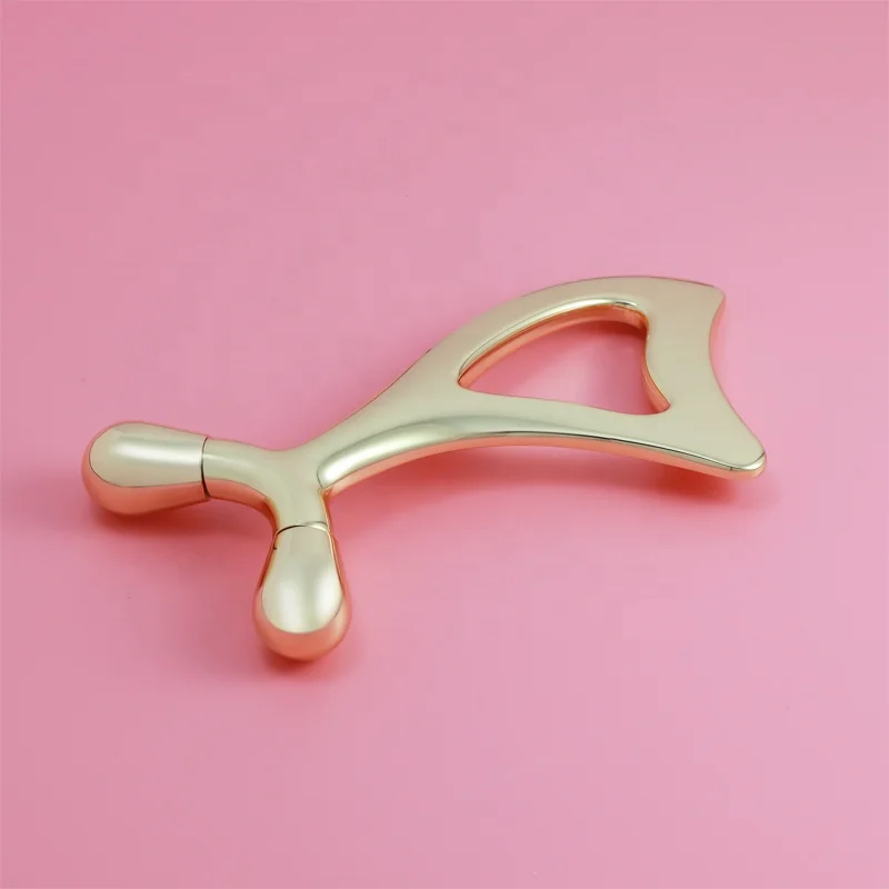 New Style Facial Scraping Massage Tool Acupuncture Gold hole Metal Gua Sha