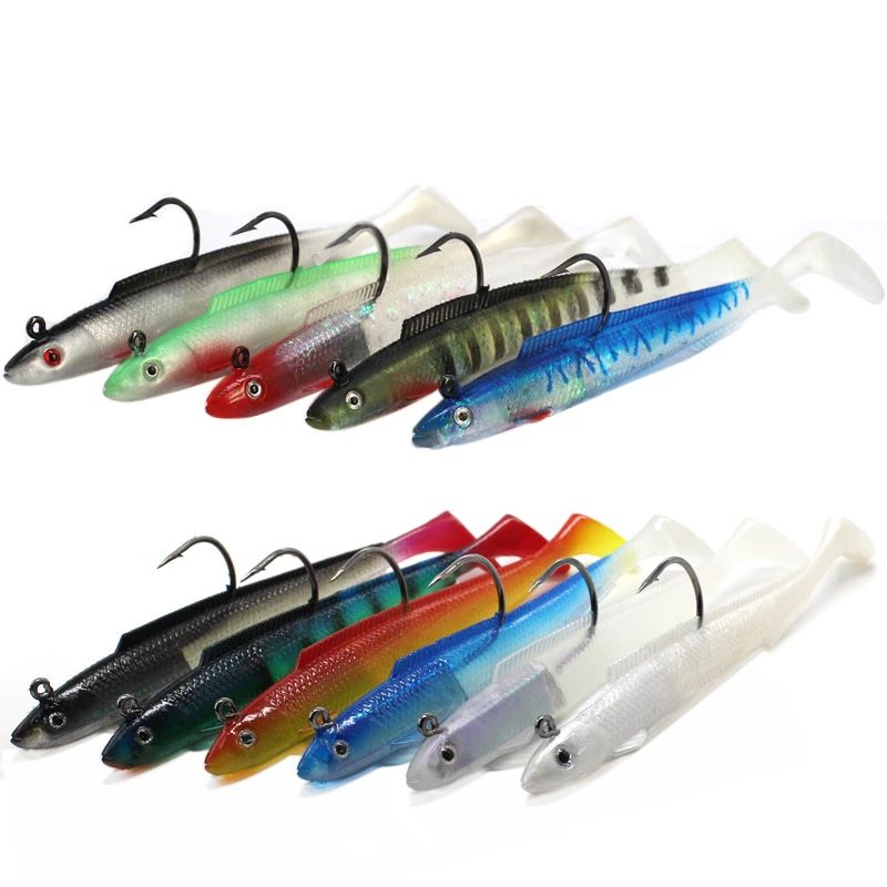 Hot Sales 15cm/30g Multicolor 3d Eyes Artificial Fishing Soft Bait Lead Wrapped Lures Musta Fishhook Seuelos Salmo