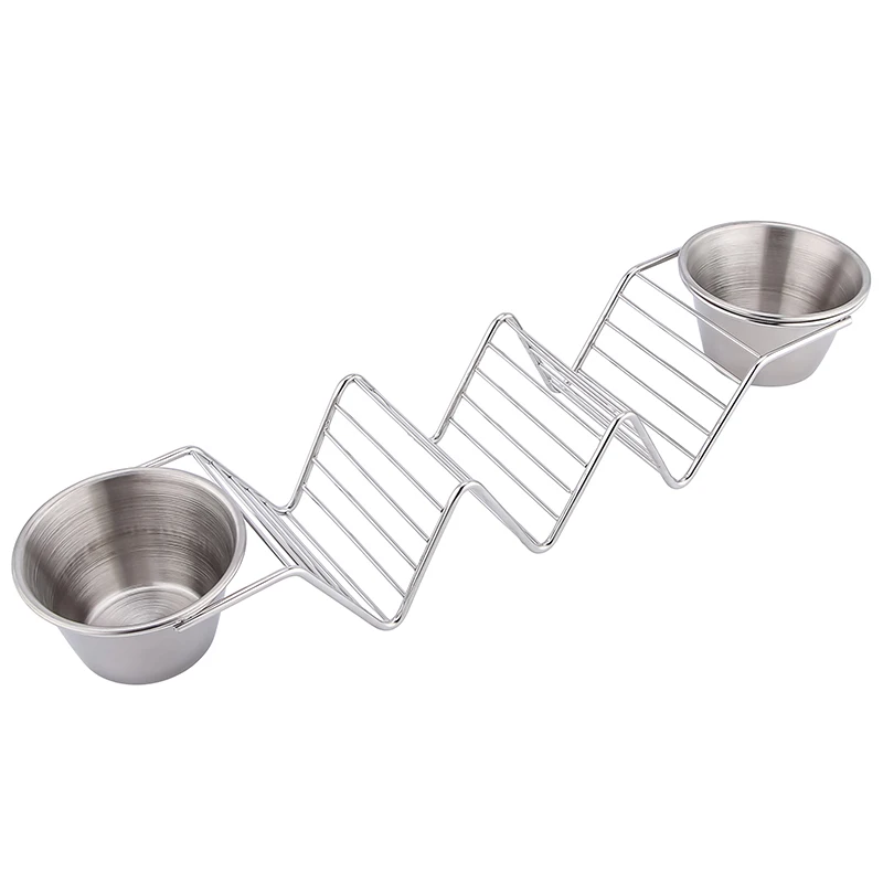 Stainless Steel Taco Shell Holders Taco Holder Stand Double Sauce Dishes Taco Stand For Kitchen