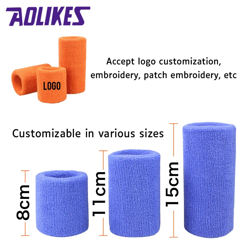 Aolikes Custom Logo Breathable Elastic Cotton Towel Wholesale Sports Wrist Guard Strength Training Sweatband