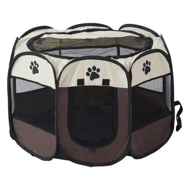 Cat Dog  Breathable Small Portable Folding Pet Playpen Collapsible Octagon Kennels Fence Cage
