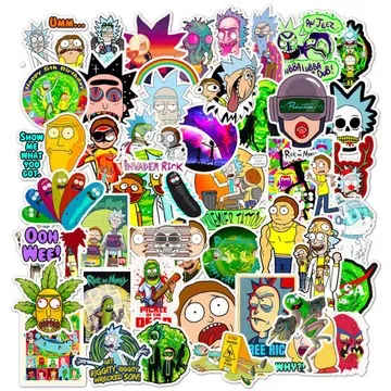vsco 50pcs pvc unique removable cartoon anime Rick and Morty stickers for laptop bike decoration