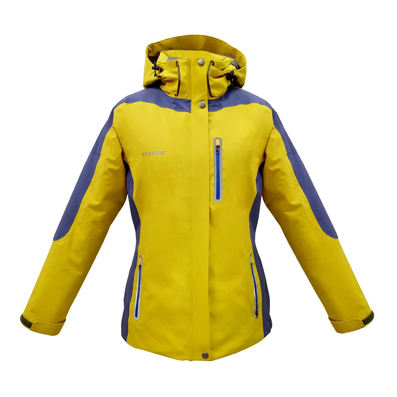 
Outdoor women usb infrared heated jacket of hoodie Ice Climbing Skiing Camping Yellow heating ladies jackets 
