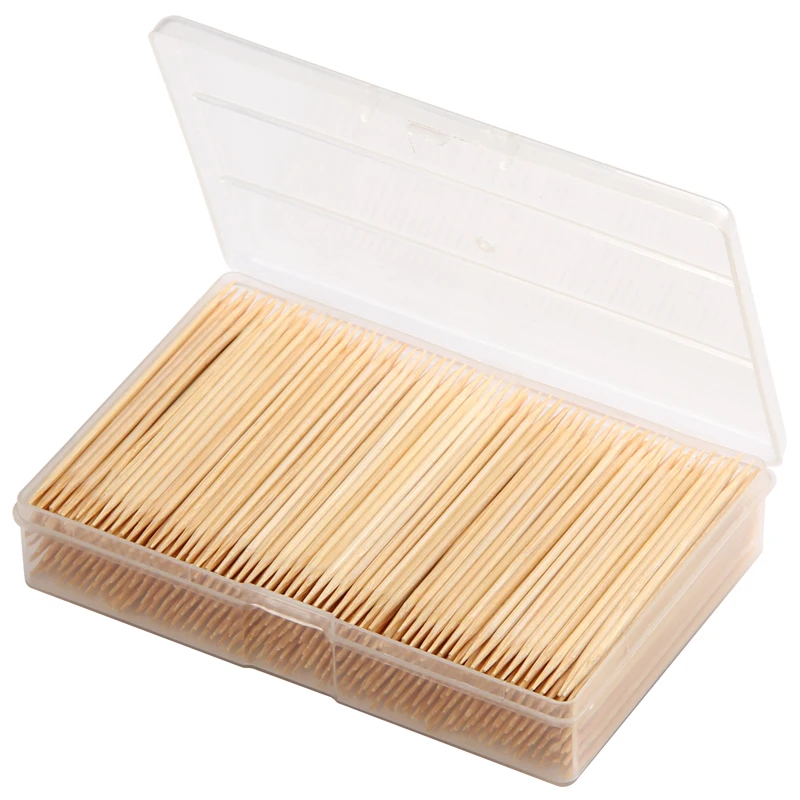 
Wholesale 3500pcs 65mm * 2.0mm Portable Wooden Bamboo Plastic container Box packing toothpick Toothpicks Teeth sticks 