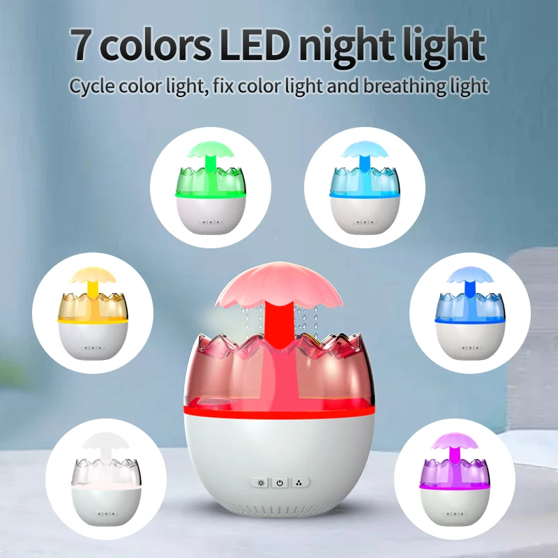New Unique Products Smart Home Appliances Fogger Mist Maker Ultrasonic Rain Mushroom Air Humidifier With Colorful Led Light