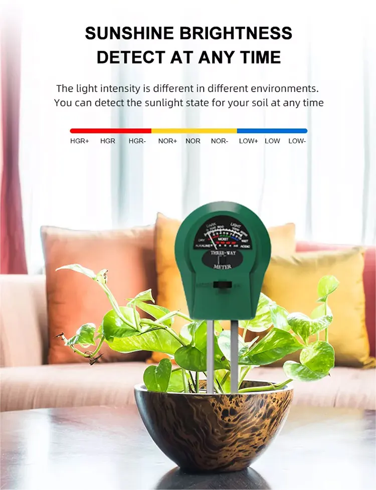 Best selling Factory Digital 4 in 1 Soil Moisture Sensor Meter LCD Display Temperature Moisture Sunlight Ph Soil Meter