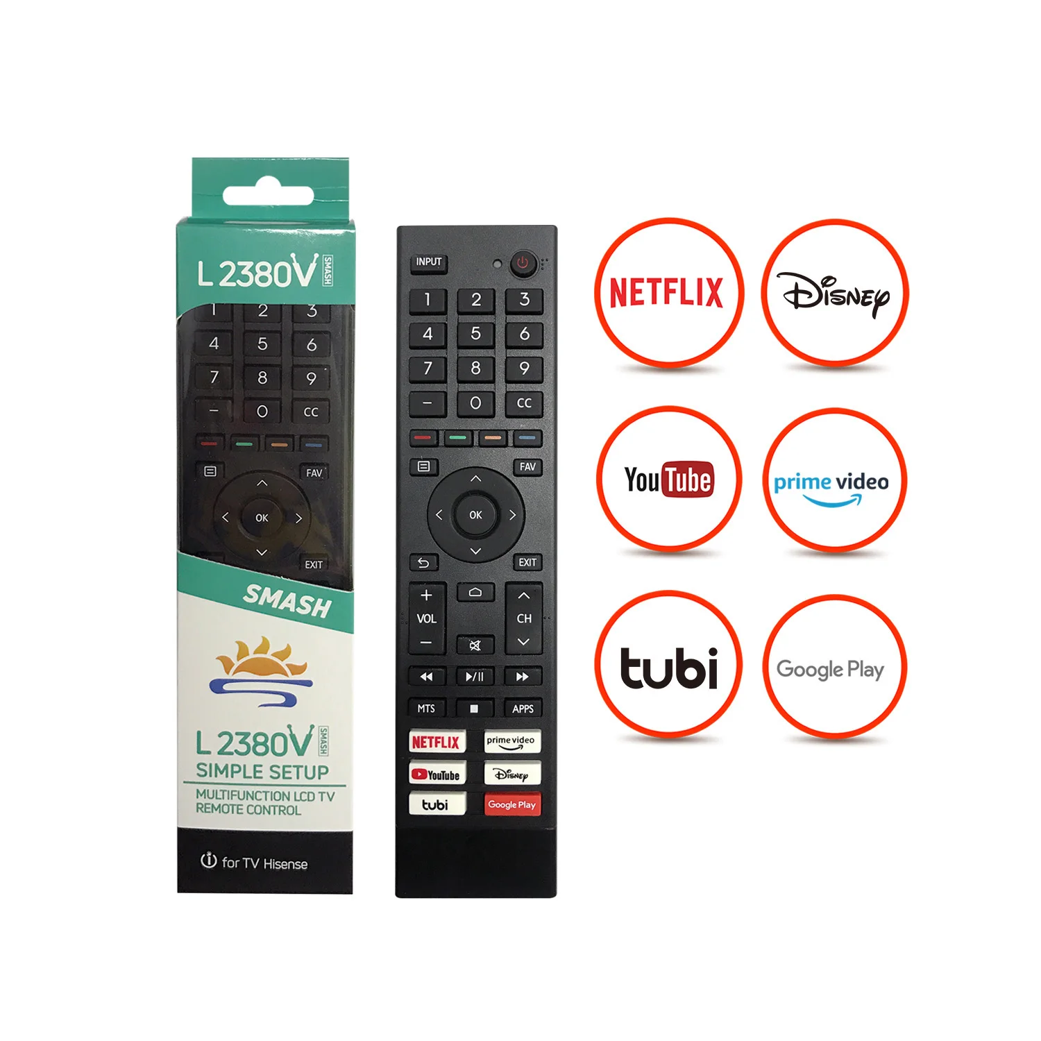 L2380V replacement tv remote  for HISENSE LCD/LED TV  remote with Network function buttons