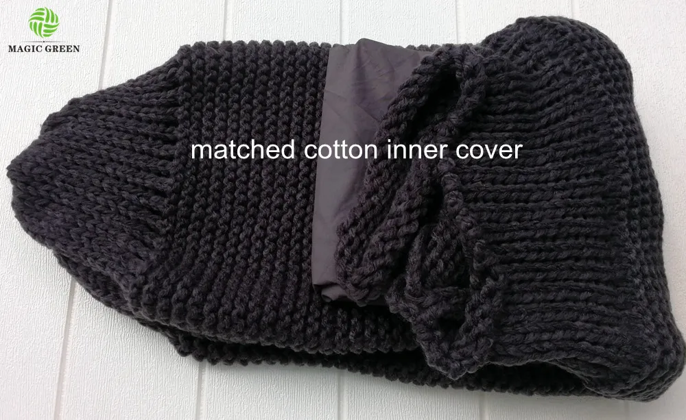 removable machine wash 100%acrylic cotton hand chunky crochet cable knit floor round seat bean bag pillow cushion pouf cover