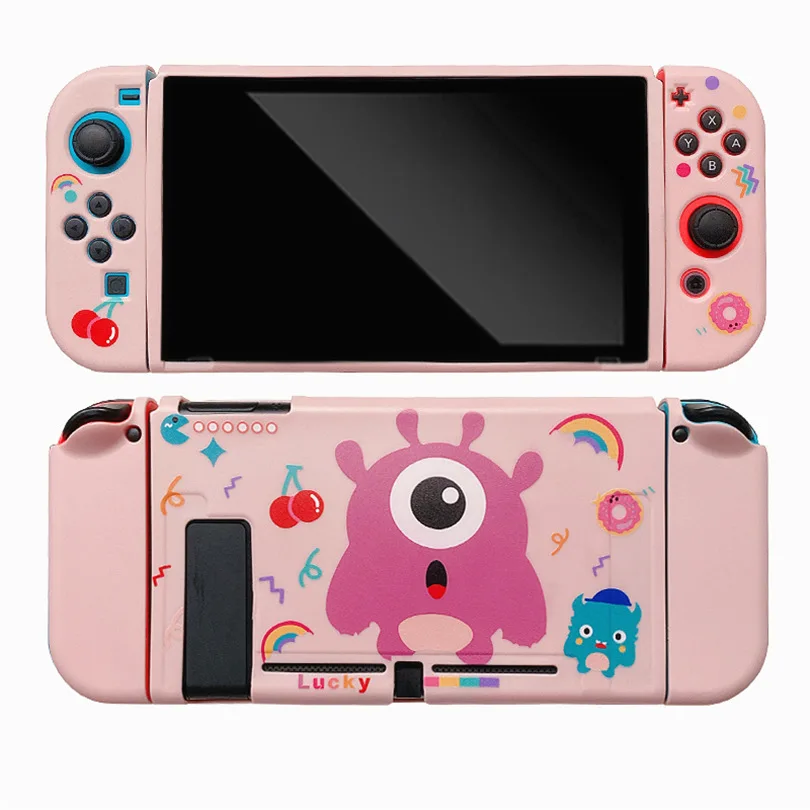 
pink monster cartoon case game shockproof soft hand grips for Nintendo Switch Console for Joy-con controller kids Switch case 