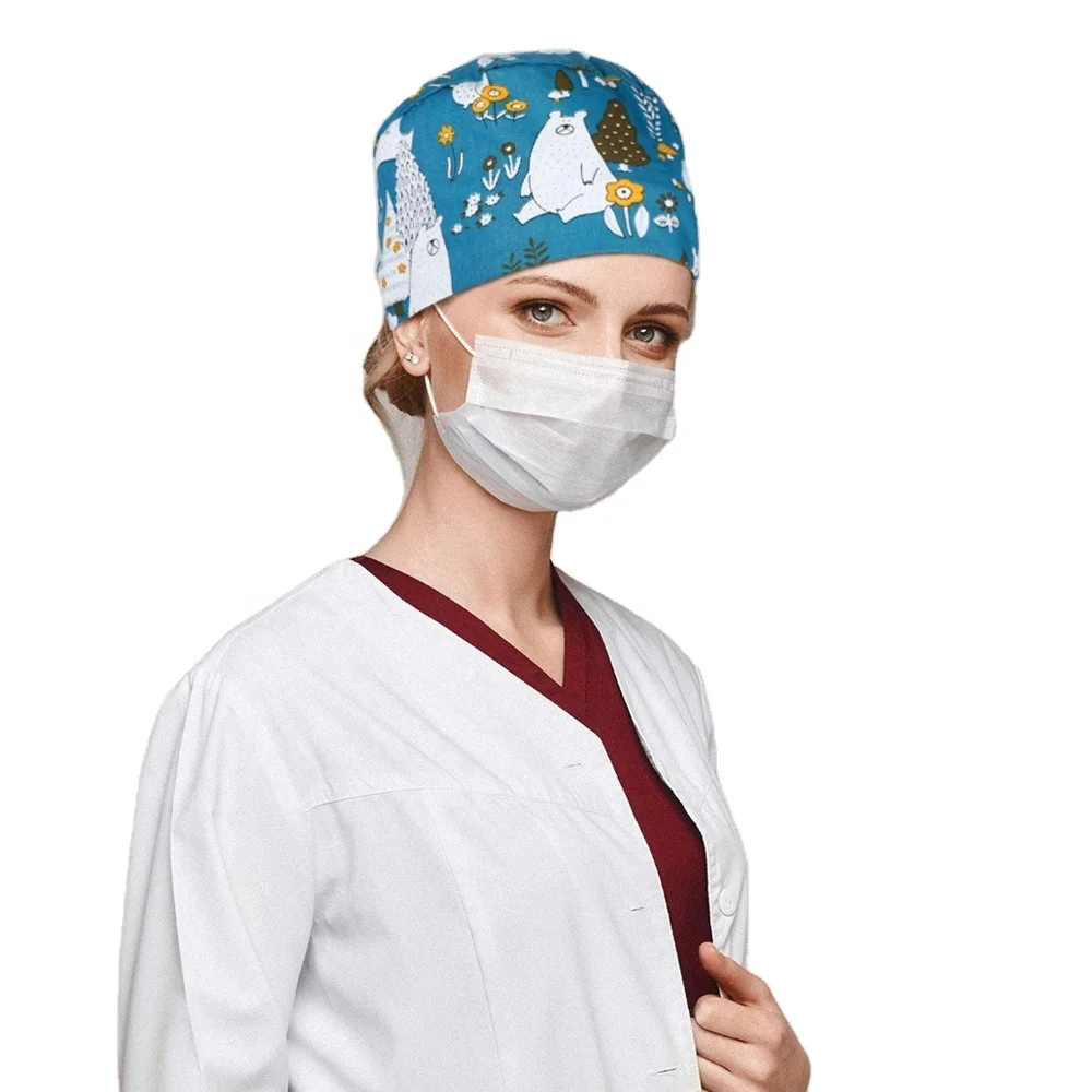 
New Arrival Round Hat Printed Cotton Surgical Operating Hat For Doctor 