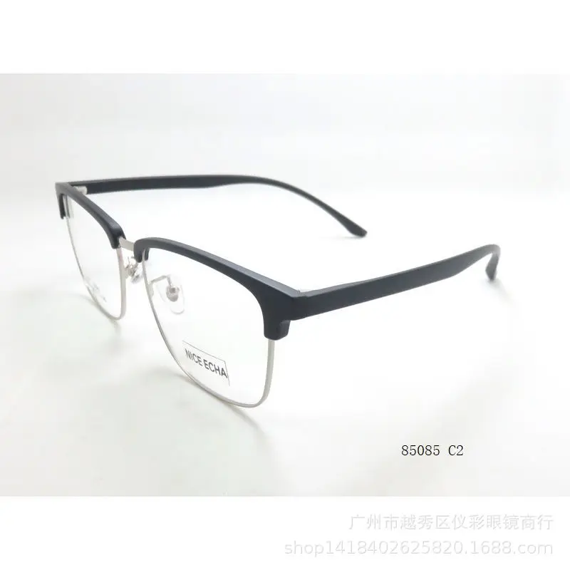 Large size retro flat mirror TR90 eyebrows business glasses frame black can be matched 85085