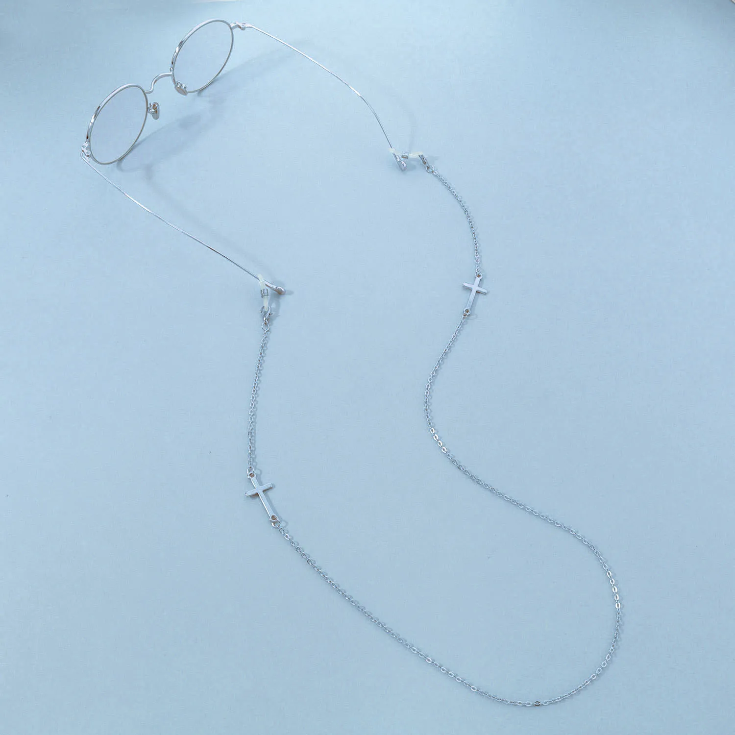 Vintage Simple Multi-Purpose Mask Non-Slip Holder Cord Lanyard Sunglasses Accessories Symmetrical Metal Cross Drop Glasses Chain
