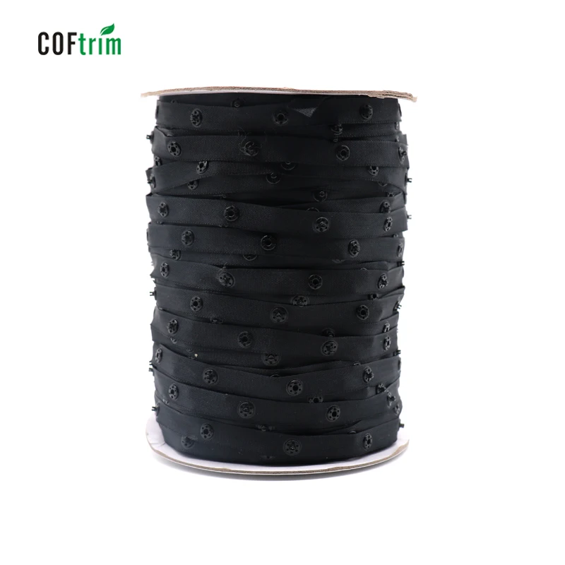 
factory wholesale Eco-Friendly press snap button tape snap button curtain tape plastic button tape for garment 