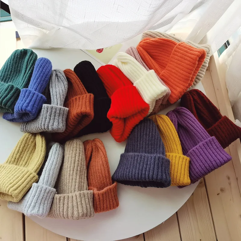Winter Autumn New Baby Hat Solid Color Soft Warm Knitting Hats for 0-3 Years Boy Girl Children Beanies Bonnet Toddler Hats