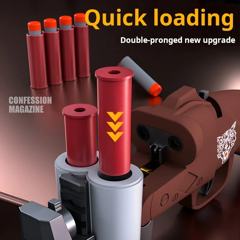 Double-tube spray Soft Bullet Gun Manual Bolt throwing shell shotgun   Chicken eating toy gun Boys