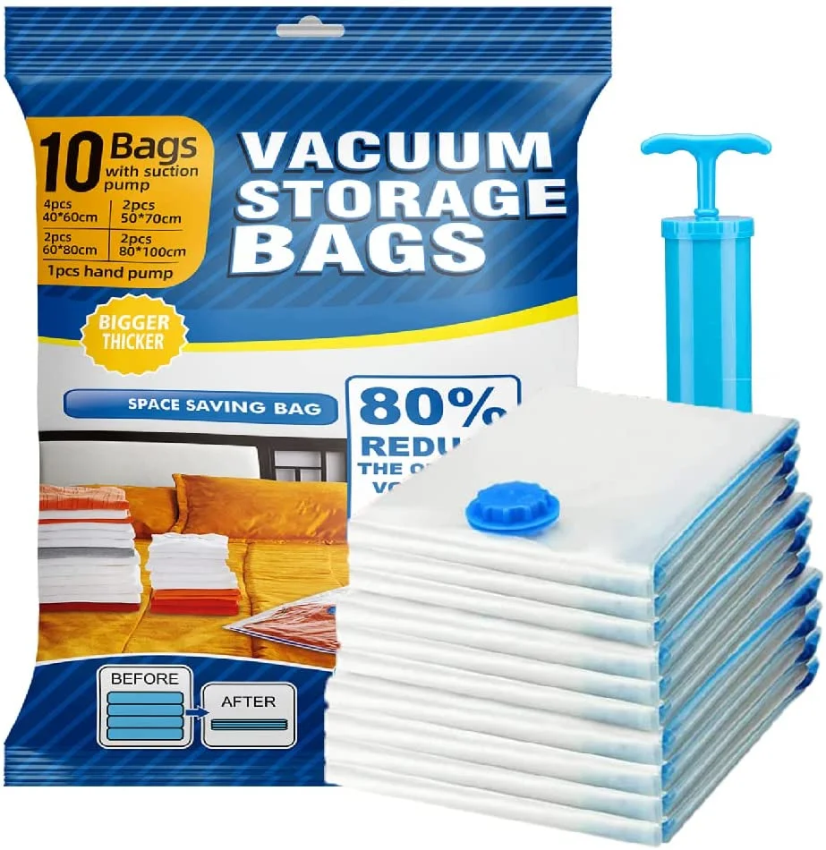 Strong Space Compression Custom Printed Biodegradable Packaging Sealer Dust Vacuum Storage Bag For Clothes Vacuum Sealing Bag