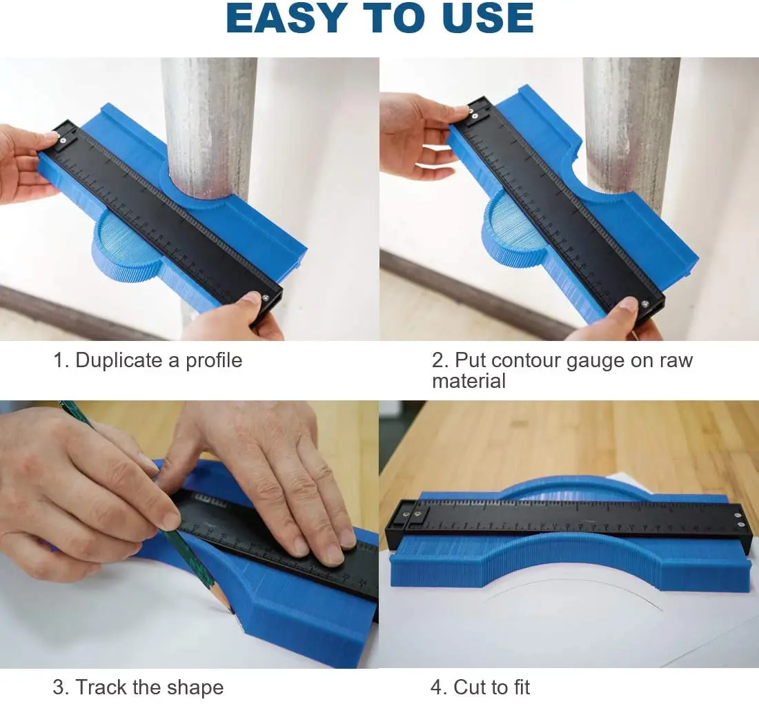 Blue 10inch Shape Duplicator Profile Copy Tool Shape Measuring Contour Gauge for Corners and Contoured