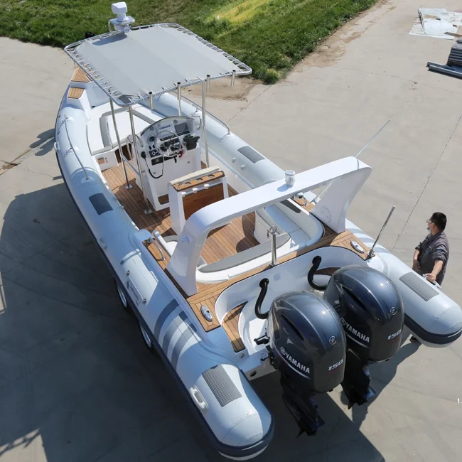 24.5ft 7m CE Inflatable Boat with Double 150hp Motor Sport RIB Boat Hypalon Fiberglass Hull Rowing Boat