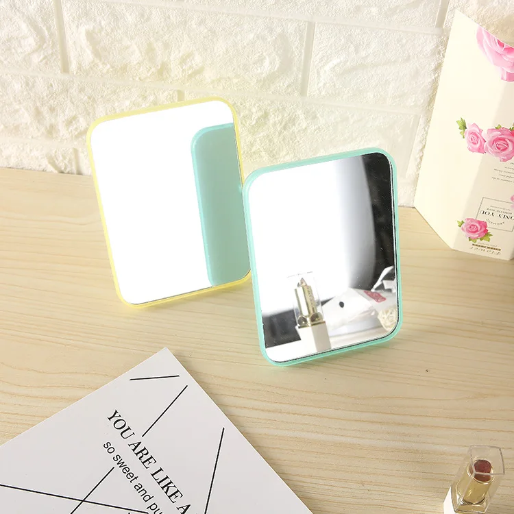 Espejos HD Foldable Desktop Mirror Plastic Frame Single Sided Square Mini Pocket Mirror Portable Makeup Mirror For Women