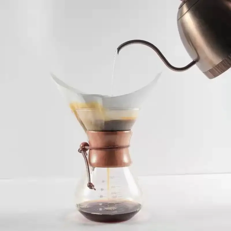 2024 New Product Ideas Double Wall Stainless Steel Coffee Maker Unusual Heat Resistant Borosilicate Glass Pour Glass Coffee
