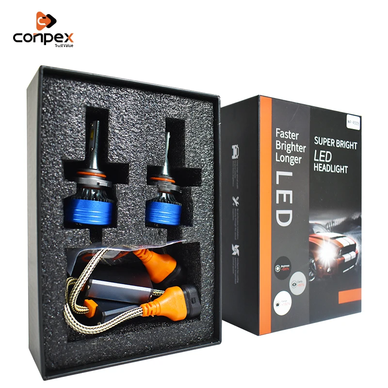 Conpex N9 12V 32W Built-in Hydraulic Fan Led Headlights Holder Auto Led Headlight IP67 CSP Chip Metal Waterproof H7 CE Rohs 2.7A