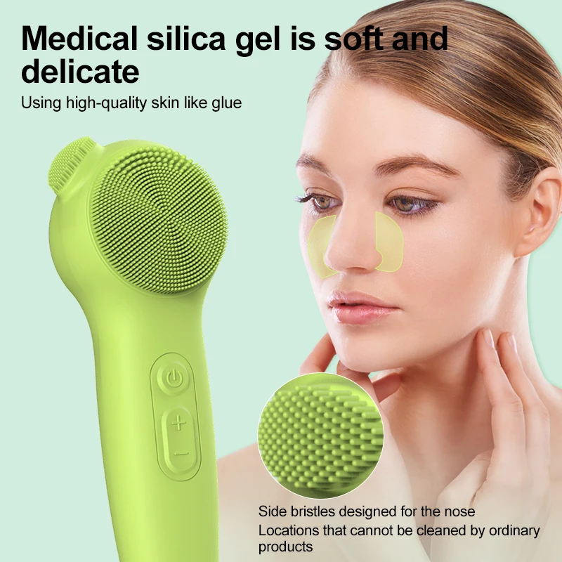Electric Facial Cleansing Brush Face Massage for Cleansing and Exfoliating Silicone Face Scrub Brush With Red Blue LED Lighting