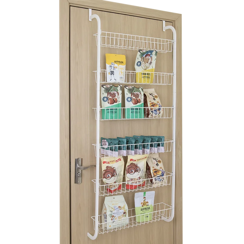 Multifunctional Kitchen Spice Racks 6 Tier Over The Door Storage Shelf Hanging Metal Pantry Rack Organizer Pantry Organization