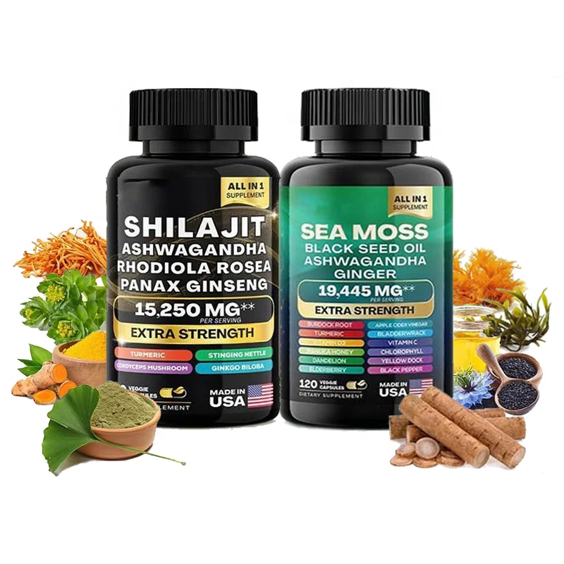 Suplementos Para a Saude Manufacturer Sea Moss Silajit Capsules Shilajit Himalayan Ashwagandha Health Care Product Supplement